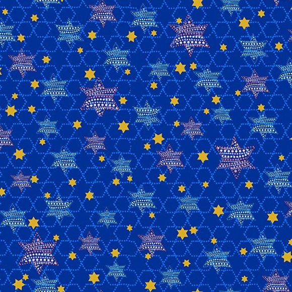 HANUKKAH STARS 100% COTTON 3-LAYER MASK & LANYARD - Picture 4 of 9